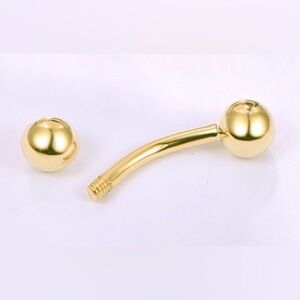 14k Solid Gold Curved Barbell Body Jewelry